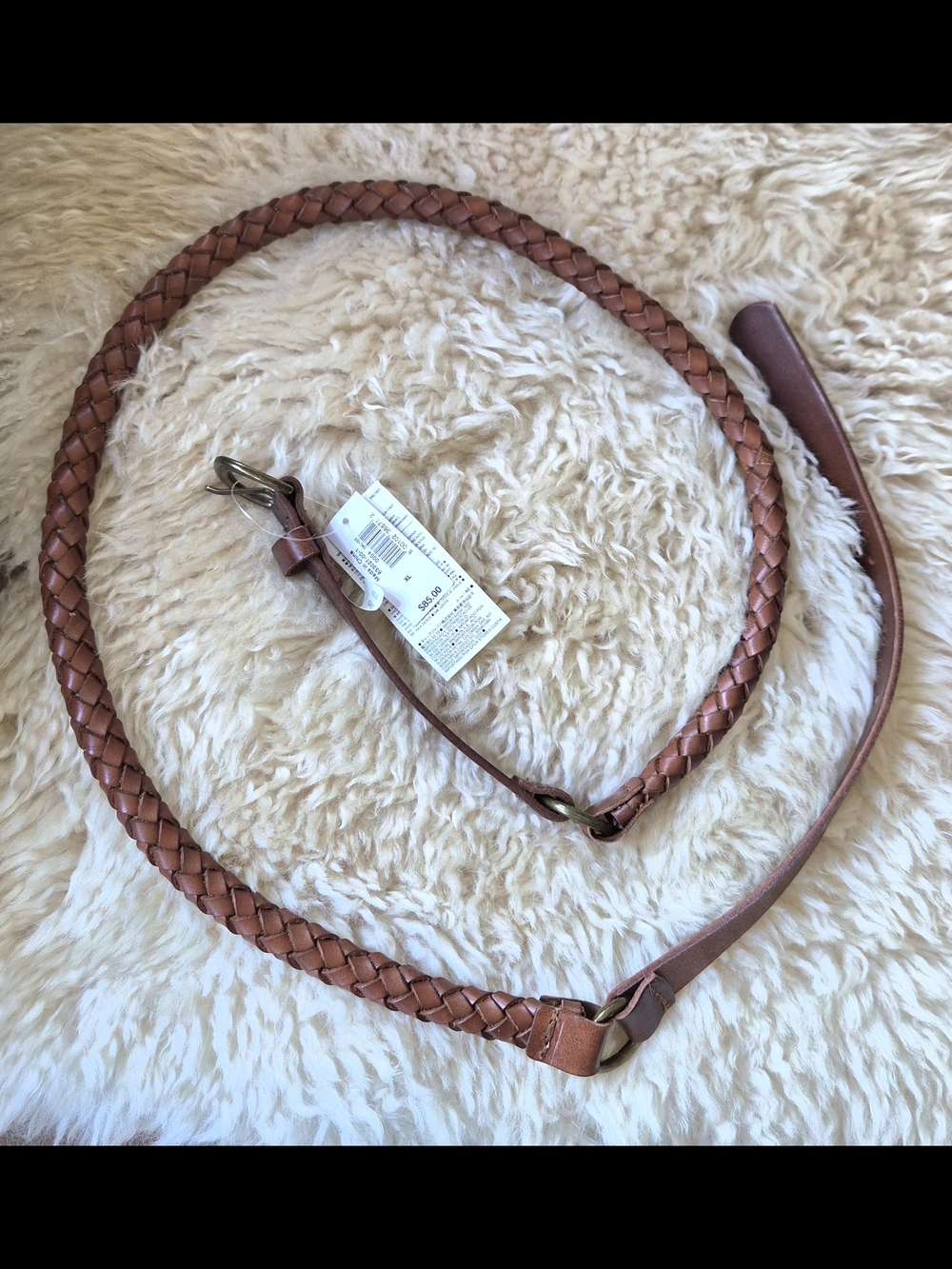 Banana Republic Braided Leather Belt in Cognac Brown